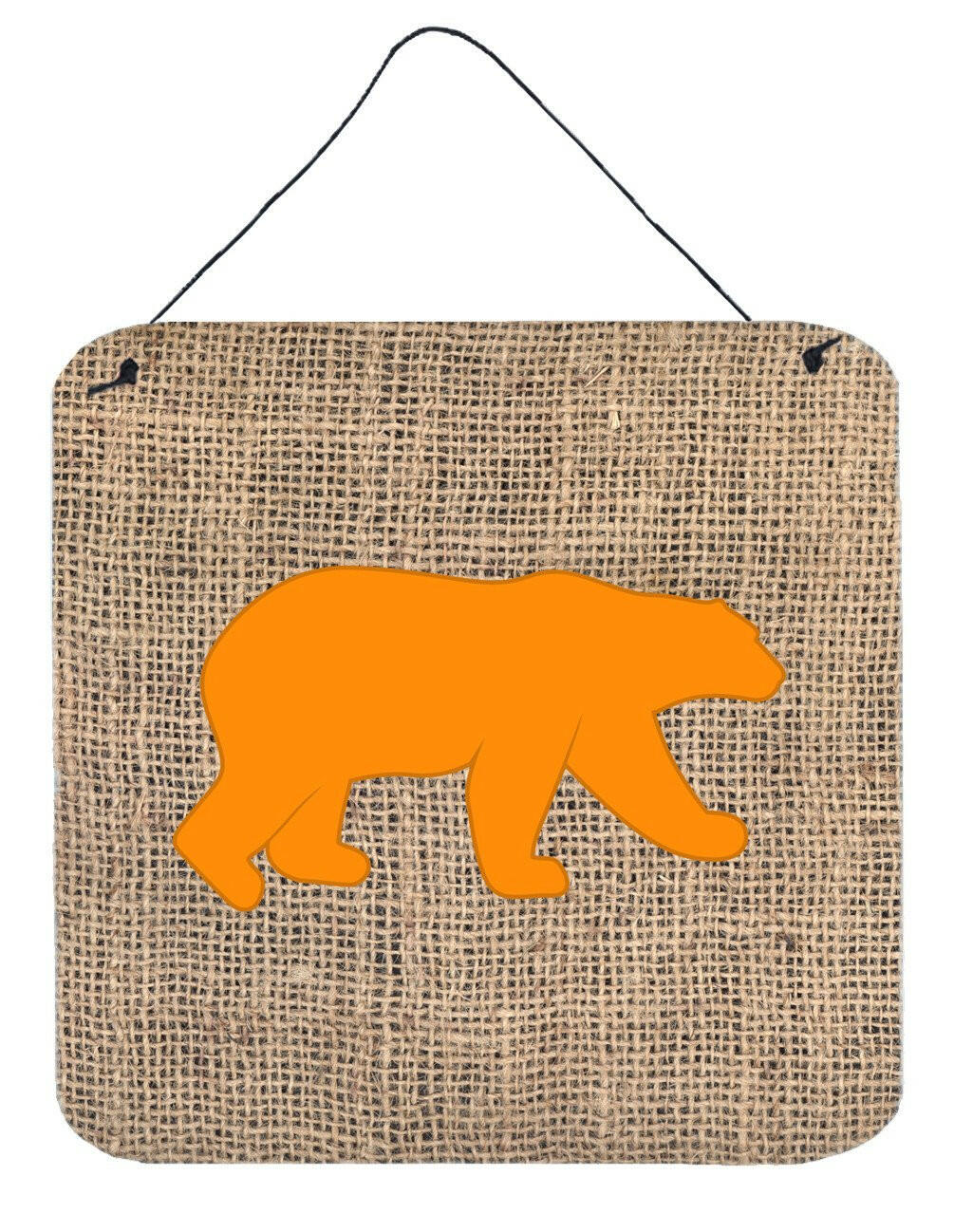 Bear Burlap and Orange Aluminium Metal Wall or Door Hanging Prints BB1005 by Caroline&#39;s Treasures