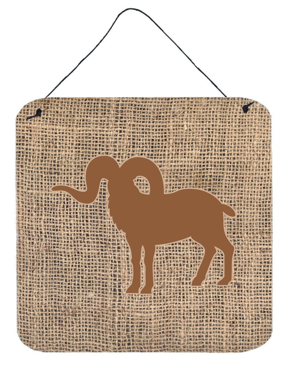 Sheep Burlap and Brown Aluminium Metal Wall or Door Hanging Prints BB1007 by Caroline&#39;s Treasures