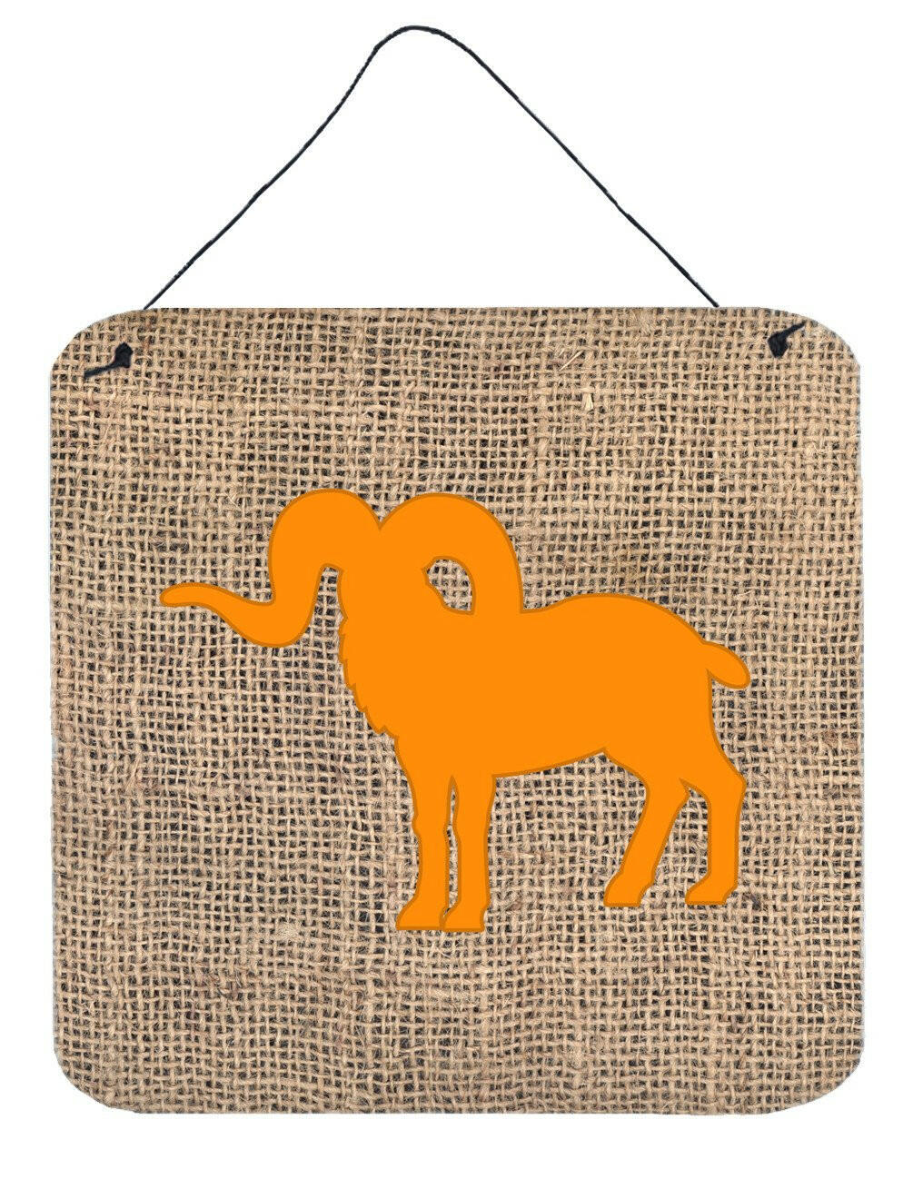 Sheep Burlap and Orange Aluminium Metal Wall or Door Hanging Prints BB1007 by Caroline's Treasures