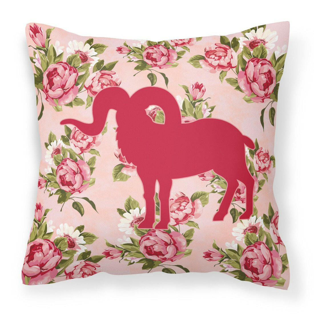 Sheep Shabby Chic Pink Roses   Fabric Decorative Pillow BB1007-RS-PK-PW1414 - the-store.com