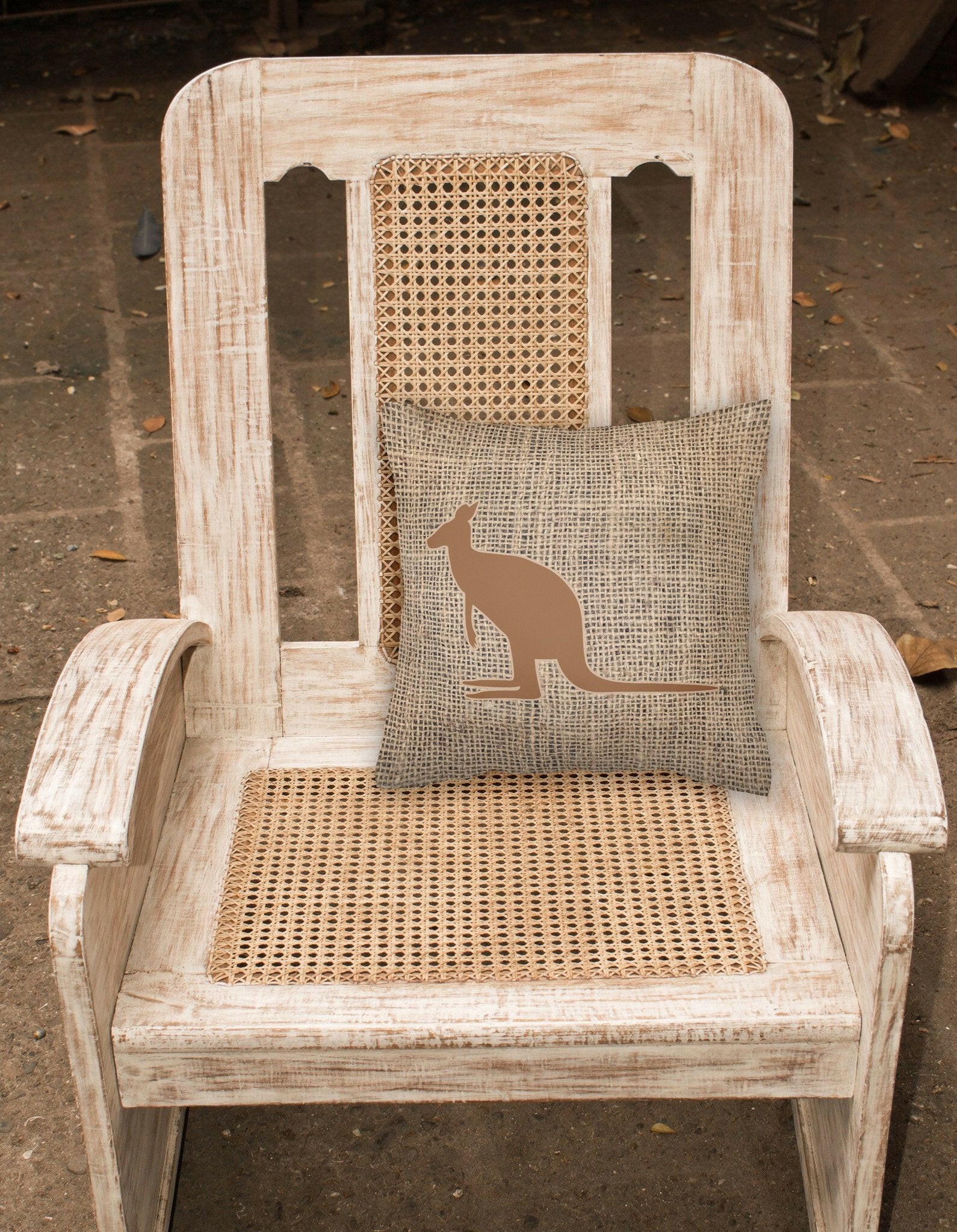 Kangaroo Burlap and Brown   Canvas Fabric Decorative Pillow BB1008 - the-store.com