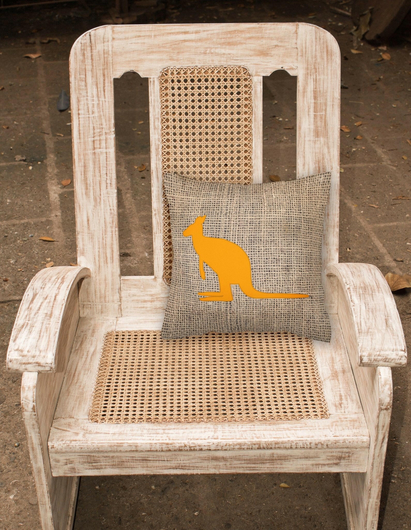 Kangaroo Burlap and Orange   Canvas Fabric Decorative Pillow BB1008 - the-store.com