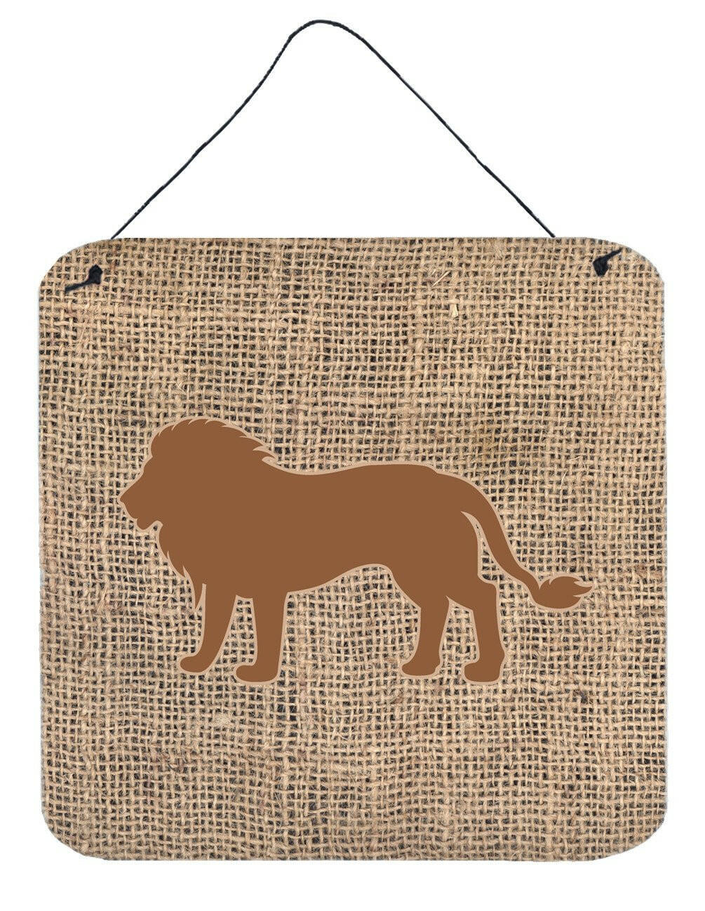 Lion Burlap and Brown Aluminium Metal Wall or Door Hanging Prints BB1009 by Caroline's Treasures