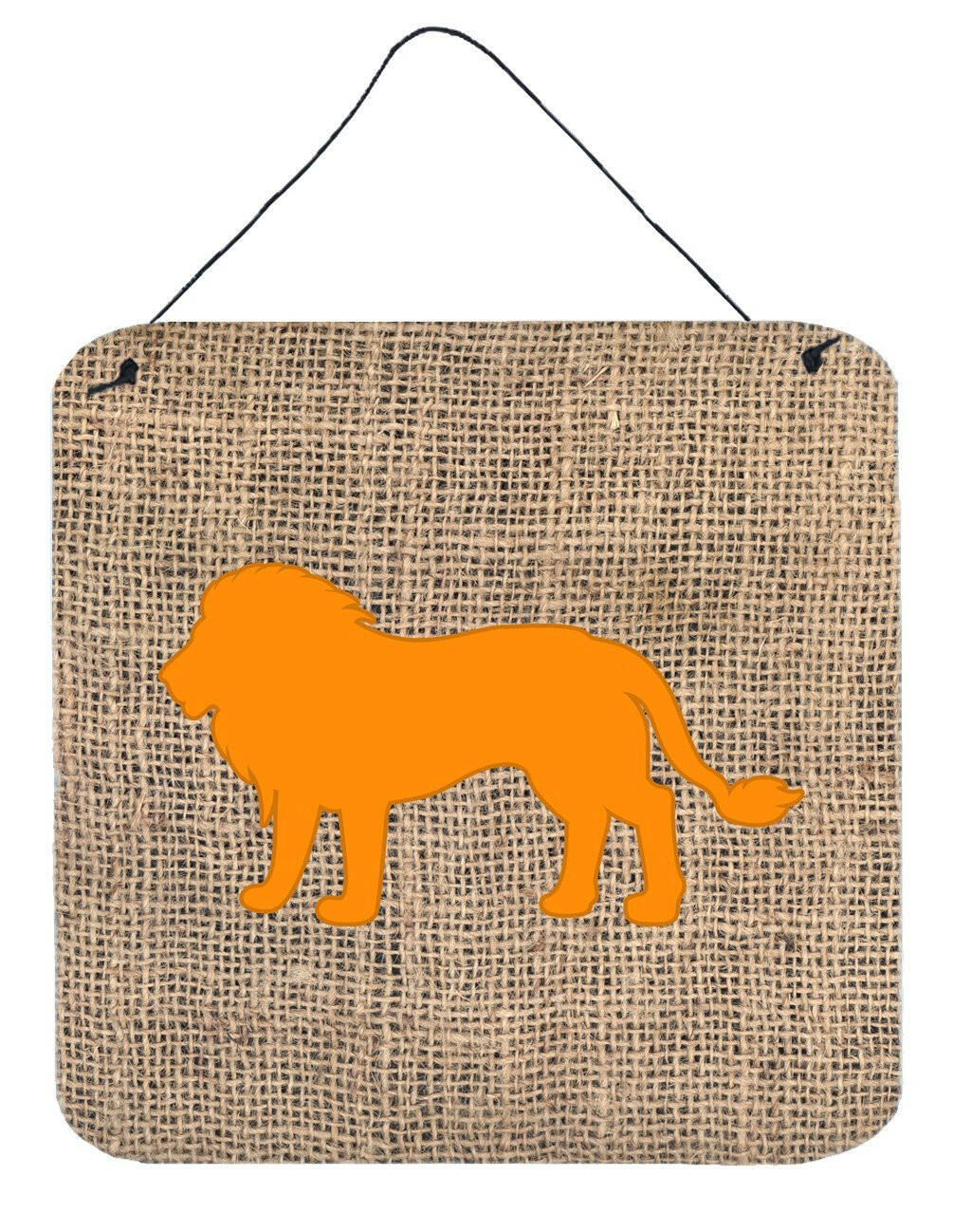 Lion Burlap and Orange Aluminium Metal Wall or Door Hanging Prints BB1009 by Caroline's Treasures