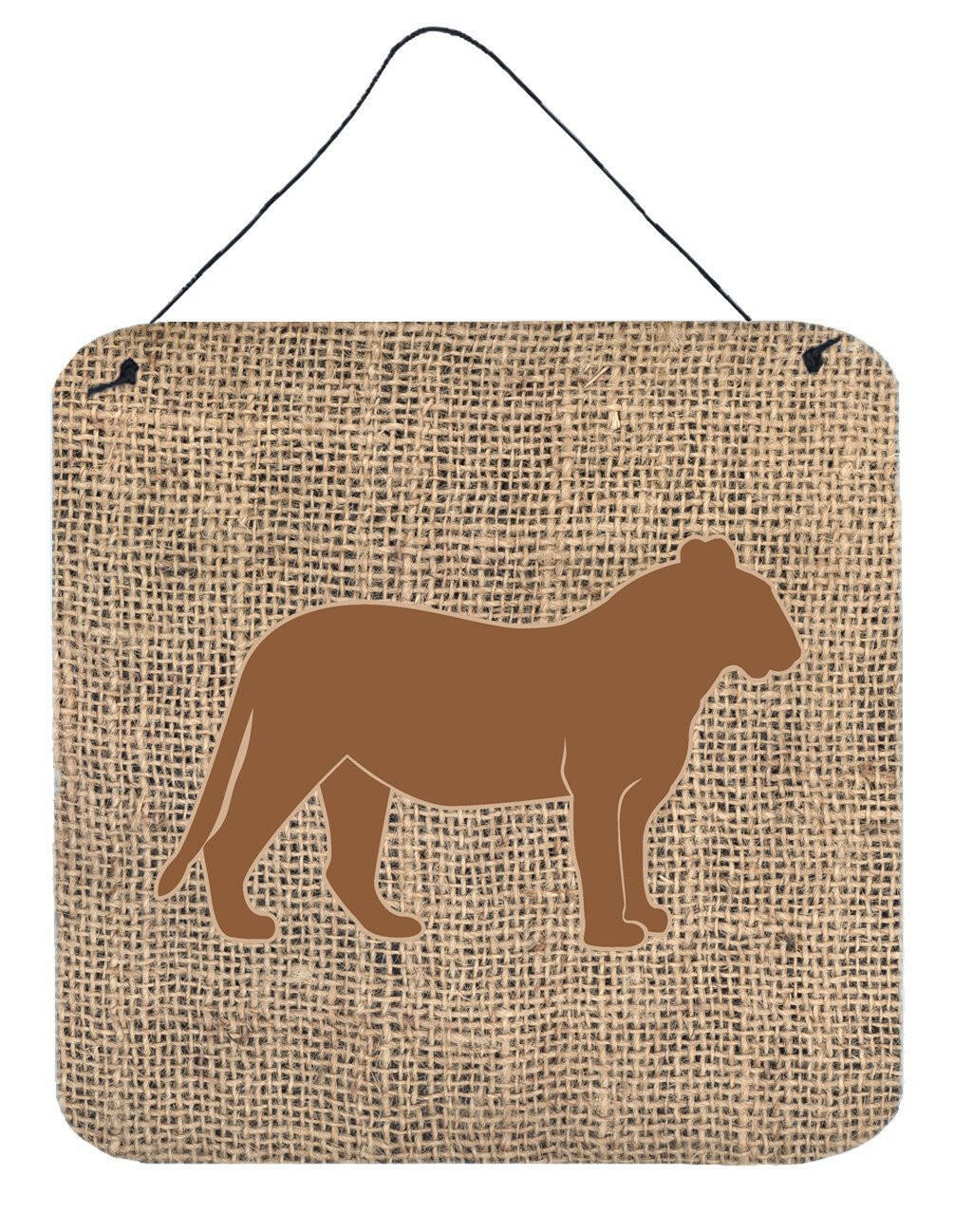 Tiger Burlap and Brown Aluminium Metal Wall or Door Hanging Prints BB1010 by Caroline's Treasures