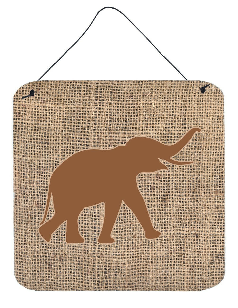 Elephant Burlap and Brown Aluminium Metal Wall or Door Hanging Prints BB1011 by Caroline's Treasures