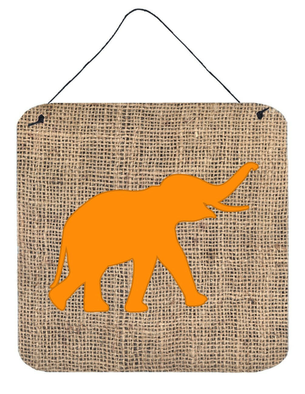 Elephant Burlap and Orange Aluminium Metal Wall or Door Hanging Prints BB1011 by Caroline&#39;s Treasures