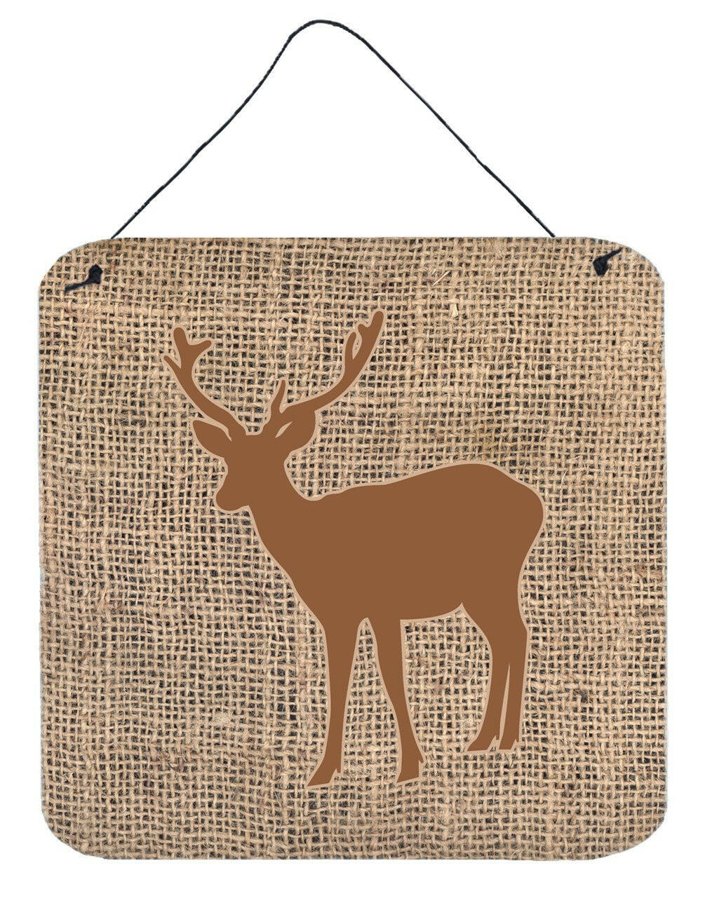 Deer Burlap and Brown Aluminium Metal Wall or Door Hanging Prints BB1012 by Caroline&#39;s Treasures