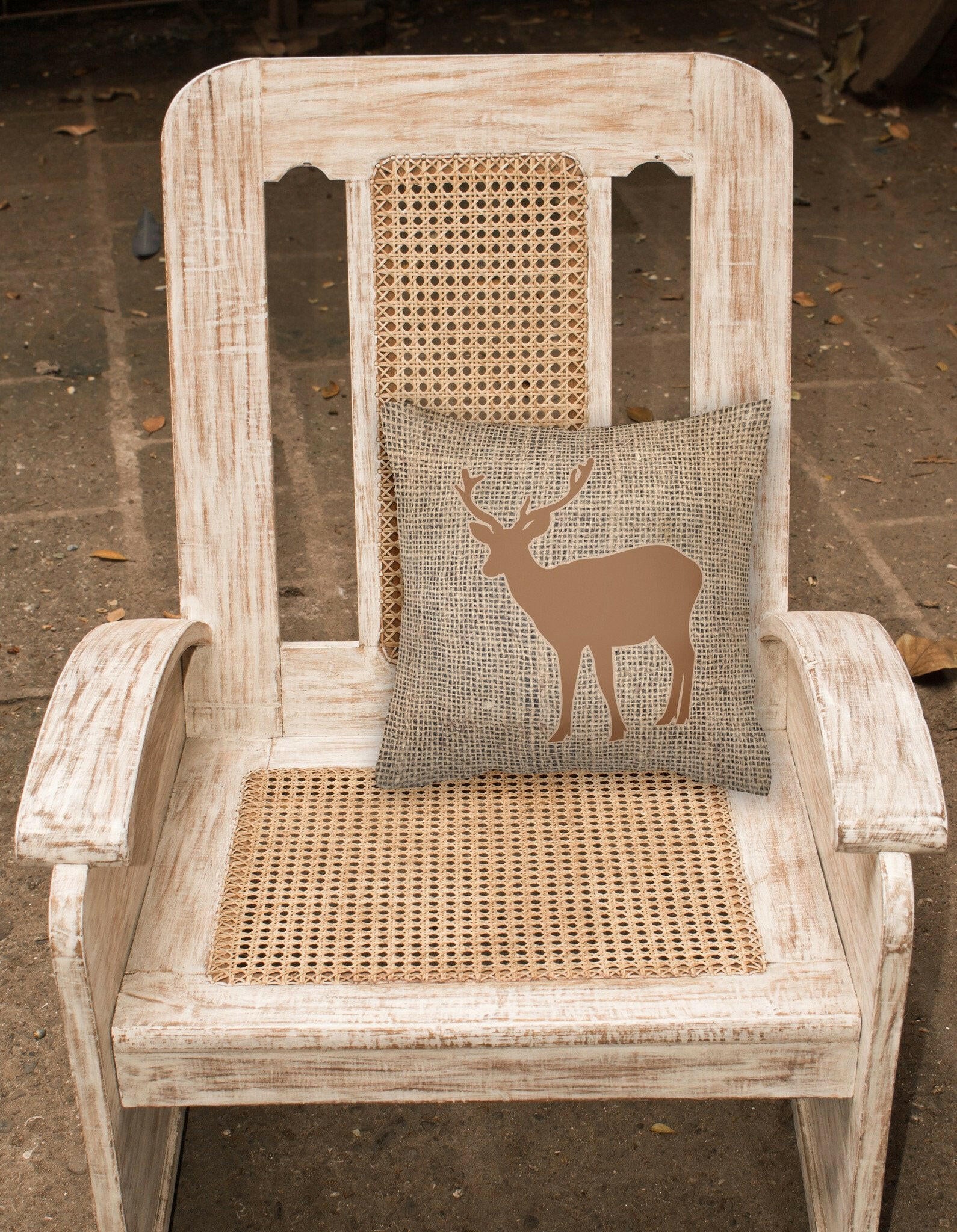 Deer Burlap and Brown   Canvas Fabric Decorative Pillow BB1012 - the-store.com