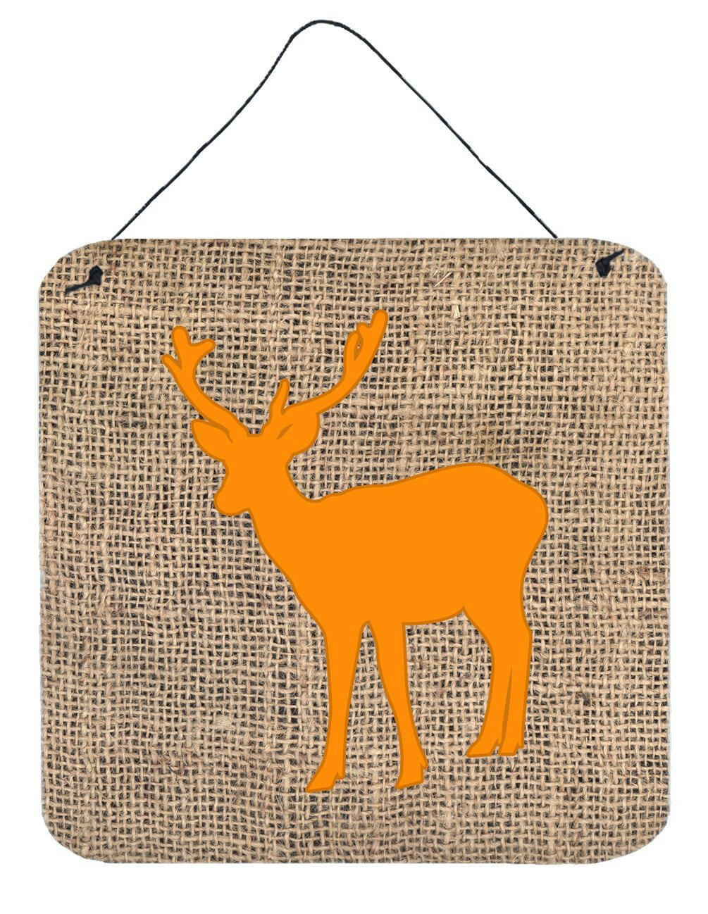 Deer Burlap and Orange Aluminium Metal Wall or Door Hanging Prints BB1012 by Caroline's Treasures