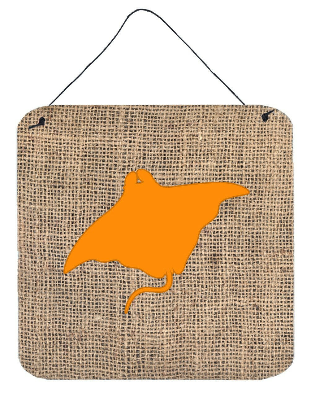 Manta ray Burlap and Orange Aluminium Metal Wall or Door Hanging Prints BB1014 by Caroline's Treasures