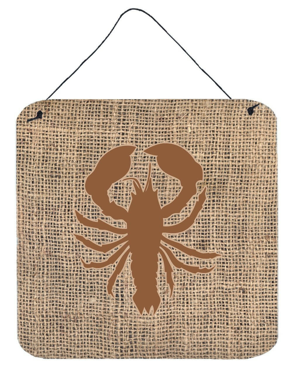 Lobster Burlap and Brown Aluminium Metal Wall or Door Hanging Prints BB1015 by Caroline's Treasures