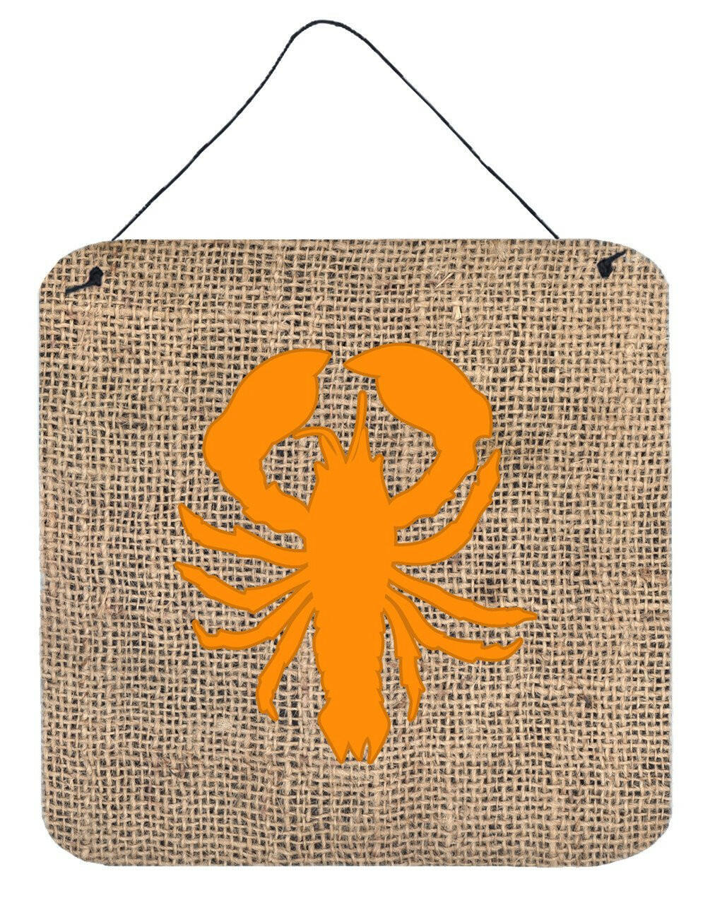 Lobster Burlap and Orange Aluminium Metal Wall or Door Hanging Prints BB1015 by Caroline's Treasures