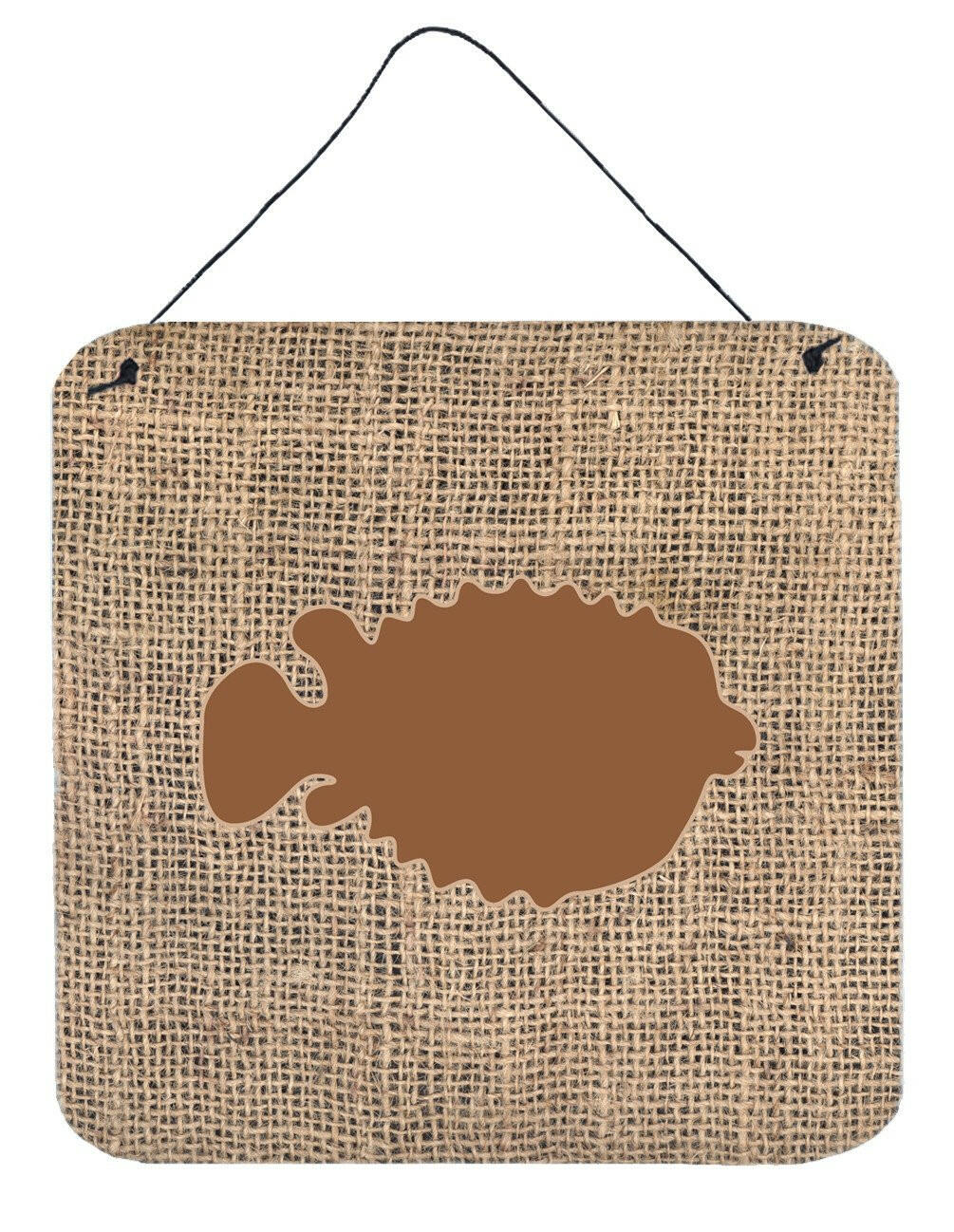 Fish - Blowfish Burlap and Brown Wall or Door Hanging Prints BB1016 by Caroline's Treasures