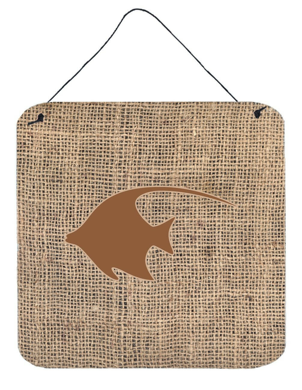 Fish - Angel Fish Burlap and Brown Wall or Door Hanging Prints BB1019 by Caroline's Treasures