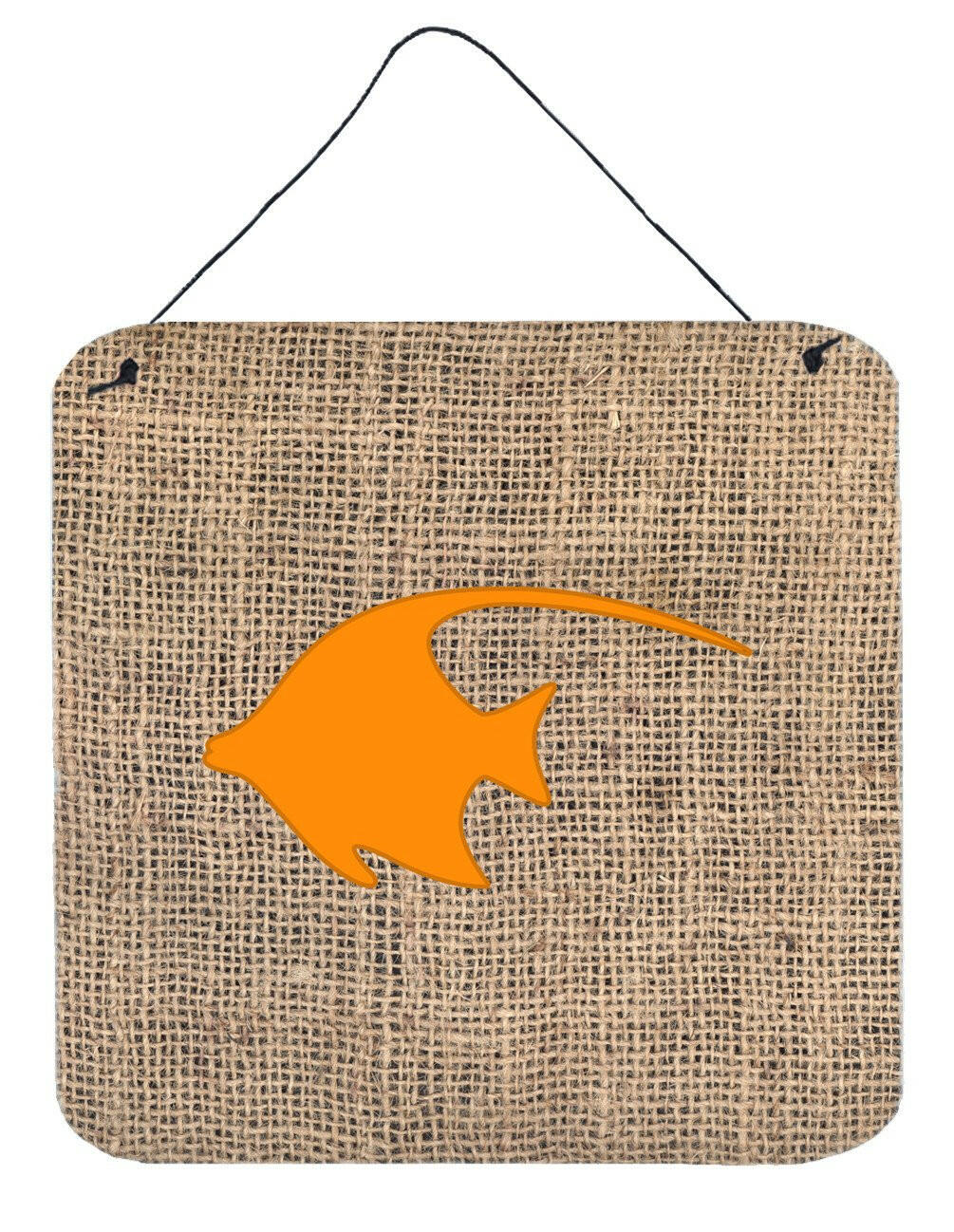 Fish - Angel Fish Burlap and Orange Wall or Door Hanging Prints BB1019 by Caroline's Treasures