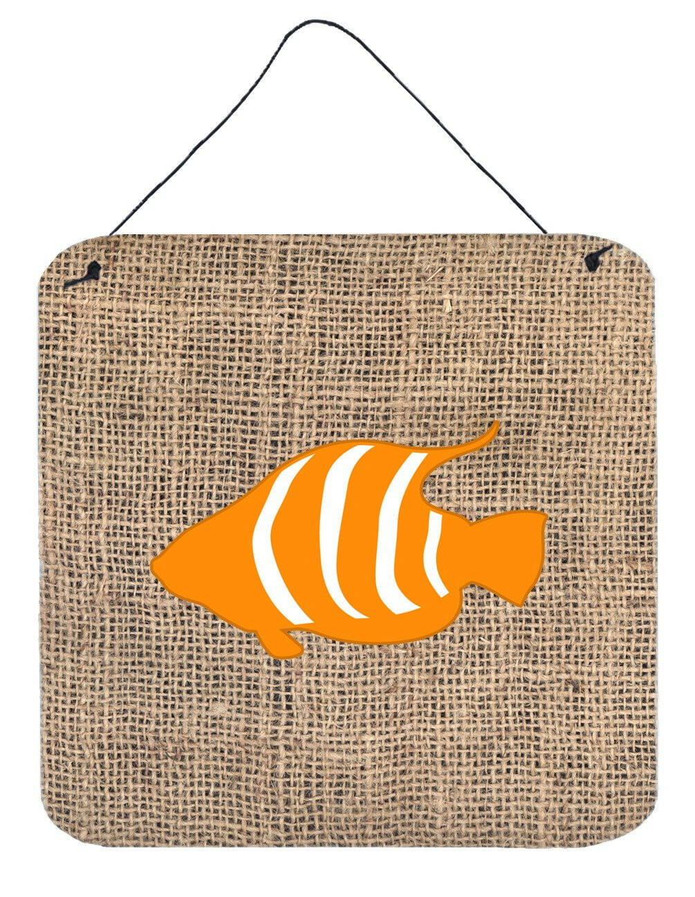 Fish Burlap and Orange Aluminium Metal Wall or Door Hanging Prints BB1020 by Caroline's Treasures