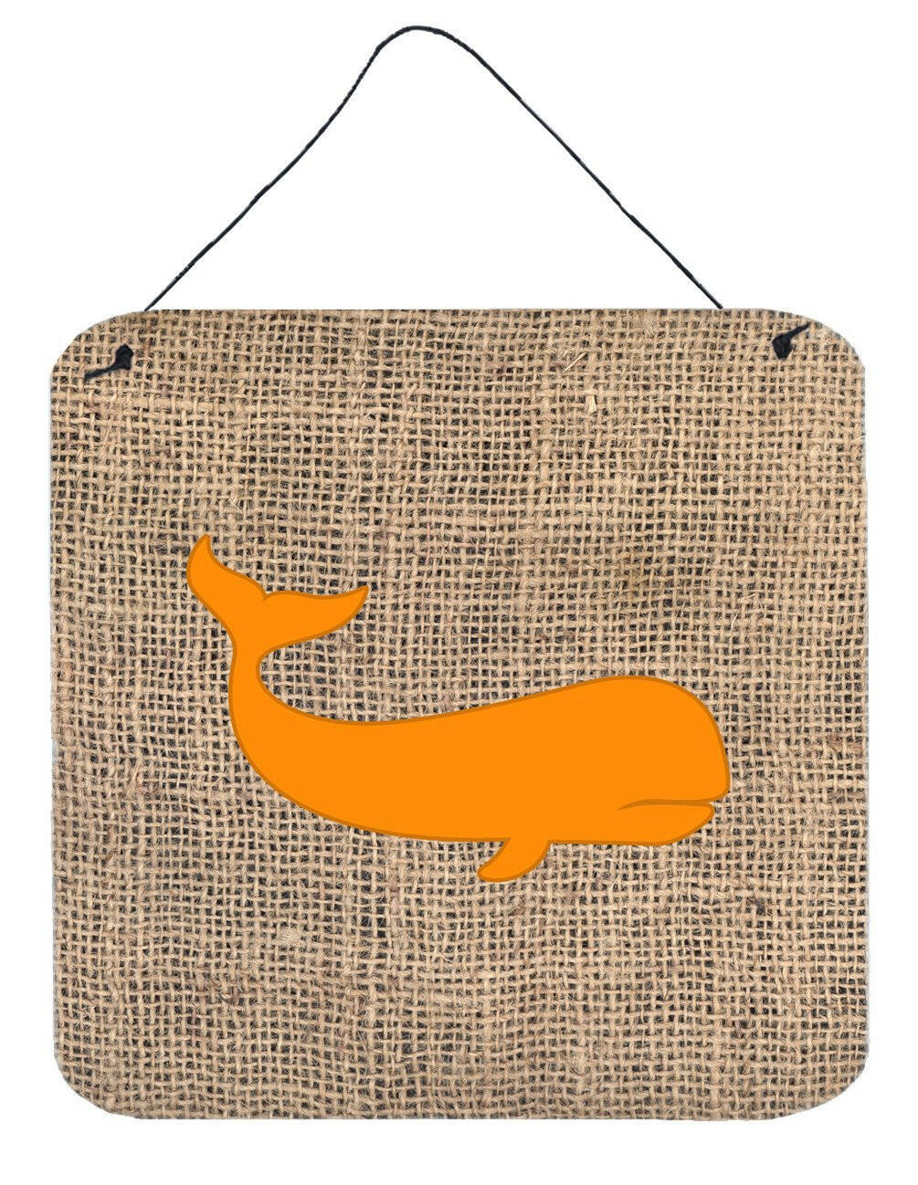 Whale Burlap and Orange Aluminium Metal Wall or Door Hanging Prints BB1021 by Caroline's Treasures