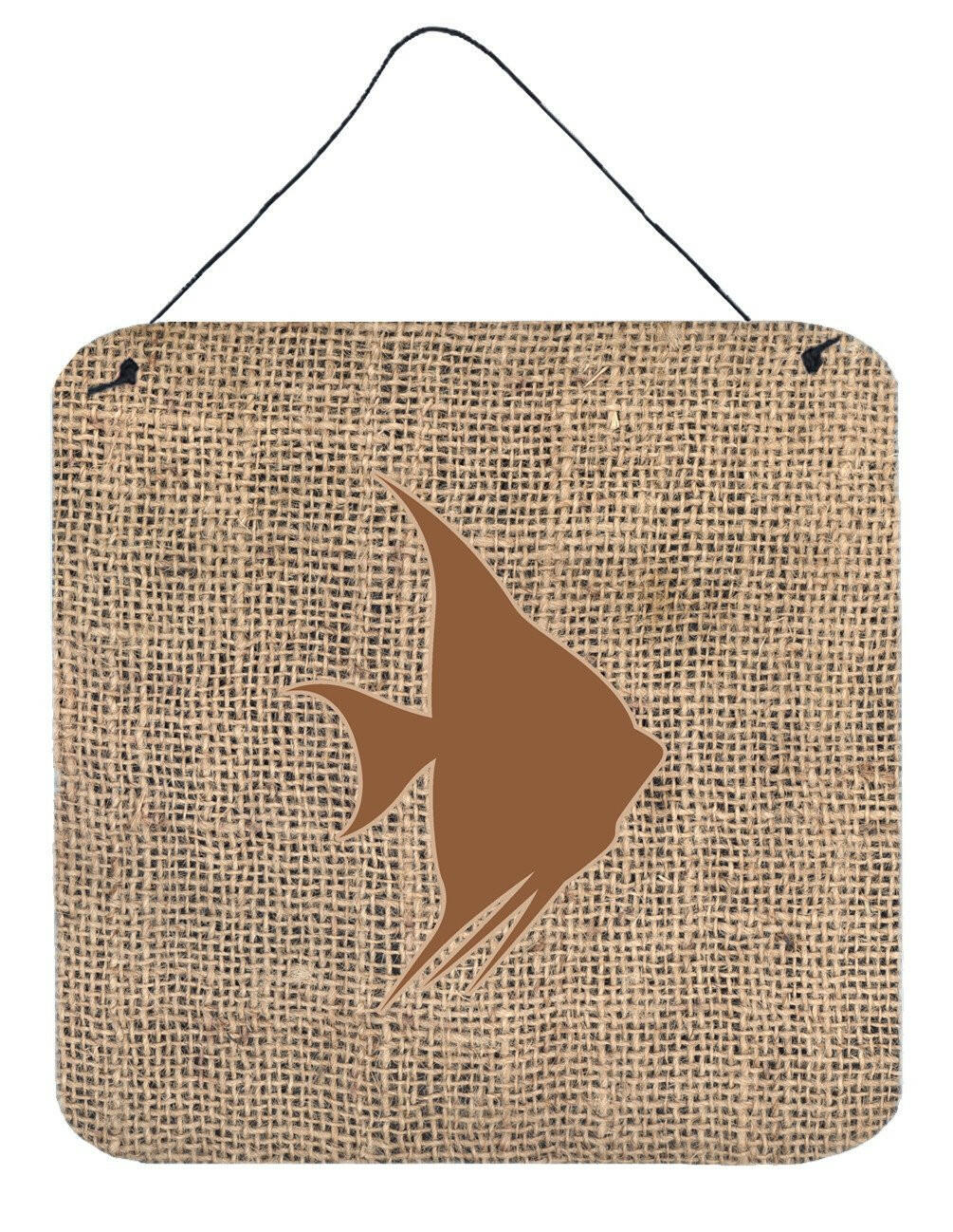 Fish - Angel Fish Burlap and Brown Wall or Door Hanging Prints BB1022 by Caroline's Treasures