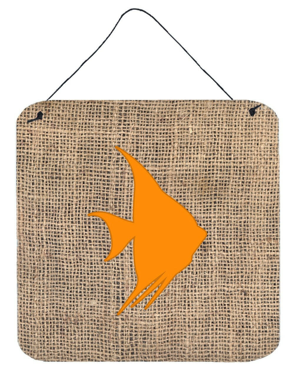 Fish - Angel Fish Burlap and Orange Wall or Door Hanging Prints BB1022 by Caroline&#39;s Treasures