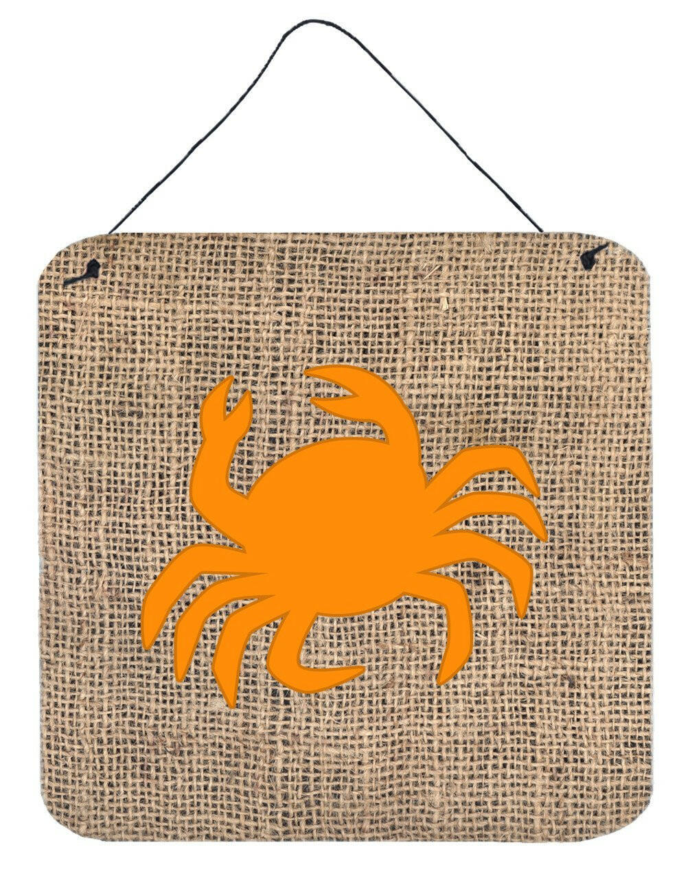 Crab Burlap and Orange Aluminium Metal Wall or Door Hanging Prints BB1024 by Caroline's Treasures