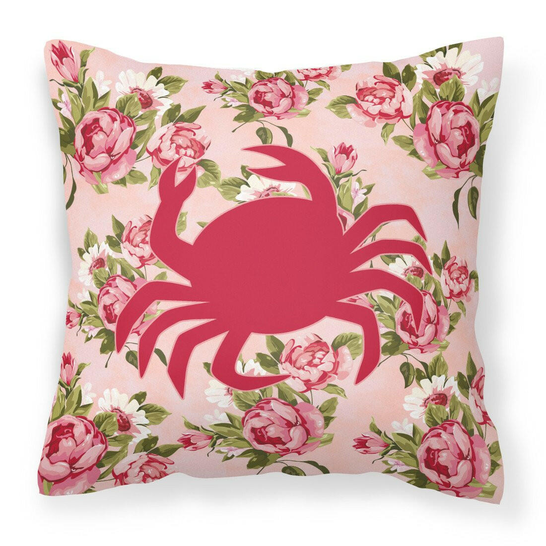 Crab Shabby Chic Pink Roses  Fabric Decorative Pillow BB1024-RS-PK-PW1414 - the-store.com