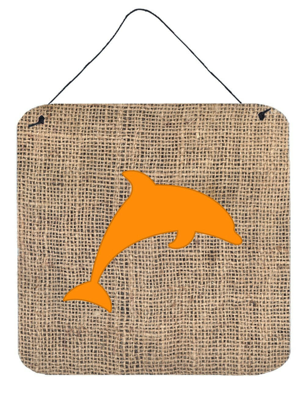 Dolphin Burlap and Orange Aluminium Metal Wall or Door Hanging Prints BB1025 by Caroline&#39;s Treasures