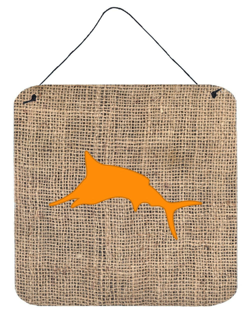 Fish - Marlin Burlap and Orange Wall or Door Hanging Prints BB1026 by Caroline&#39;s Treasures