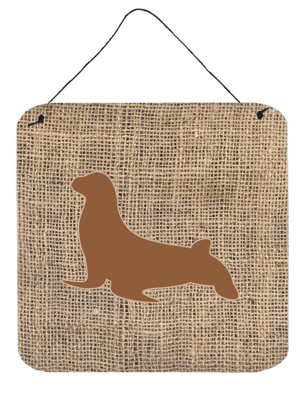 Seal Burlap and Brown Aluminium Metal Wall or Door Hanging Prints BB1027 by Caroline's Treasures