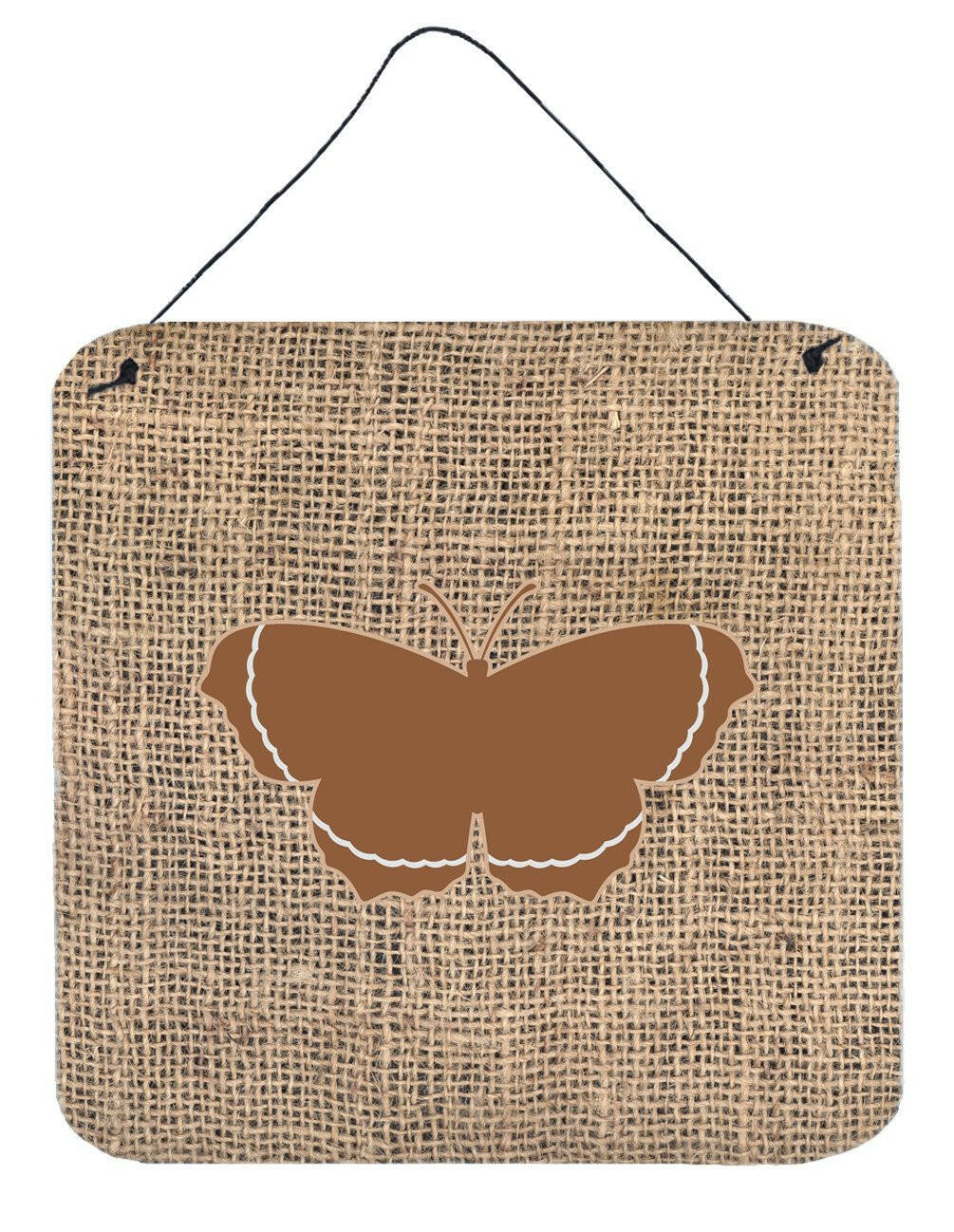 Butterfly Burlap and Brown Aluminium Metal Wall or Door Hanging Prints BB1037 by Caroline&#39;s Treasures