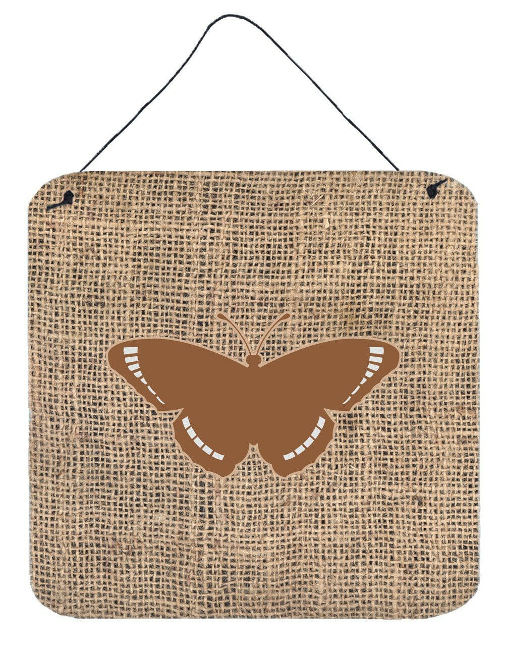 Butterfly Burlap and Brown Aluminium Metal Wall or Door Hanging Prints BB1038 by Caroline's Treasures