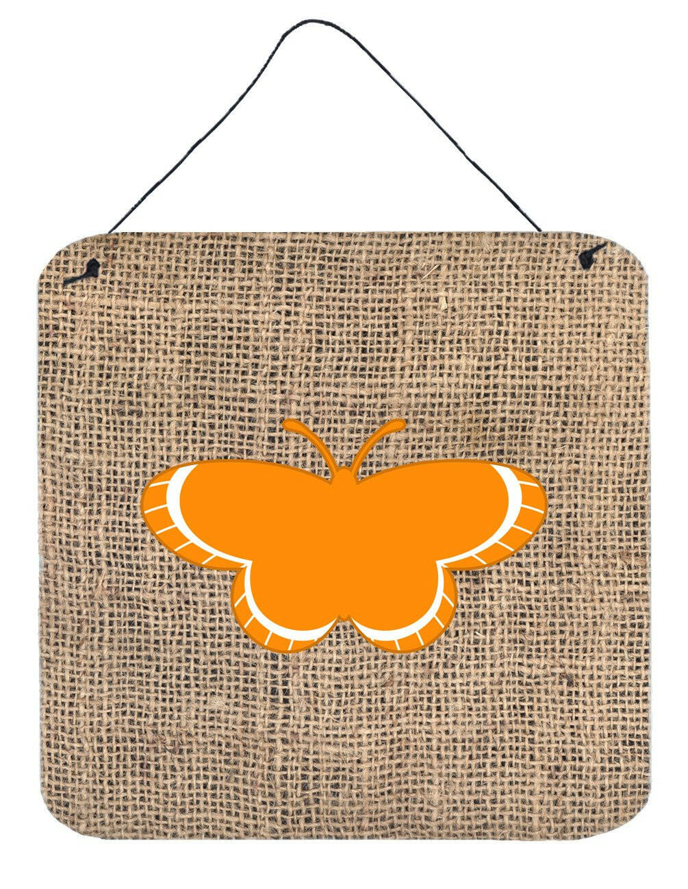 Butterfly Burlap and Orange Aluminium Metal Wall or Door Hanging Prints BB1039 by Caroline's Treasures