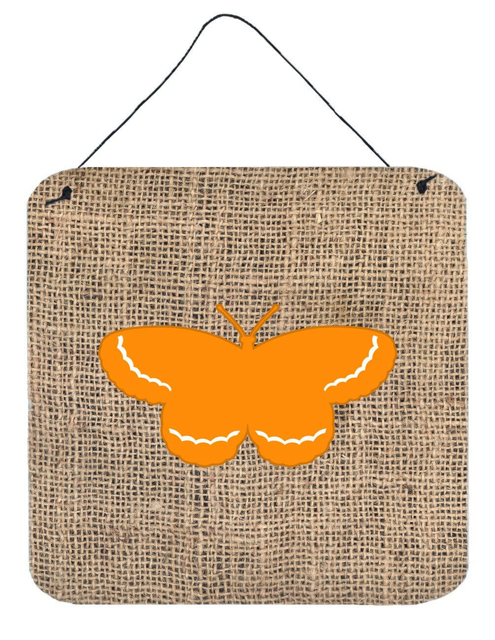 Butterfly Burlap and Orange Aluminium Metal Wall or Door Hanging Prints BB1040 by Caroline&#39;s Treasures