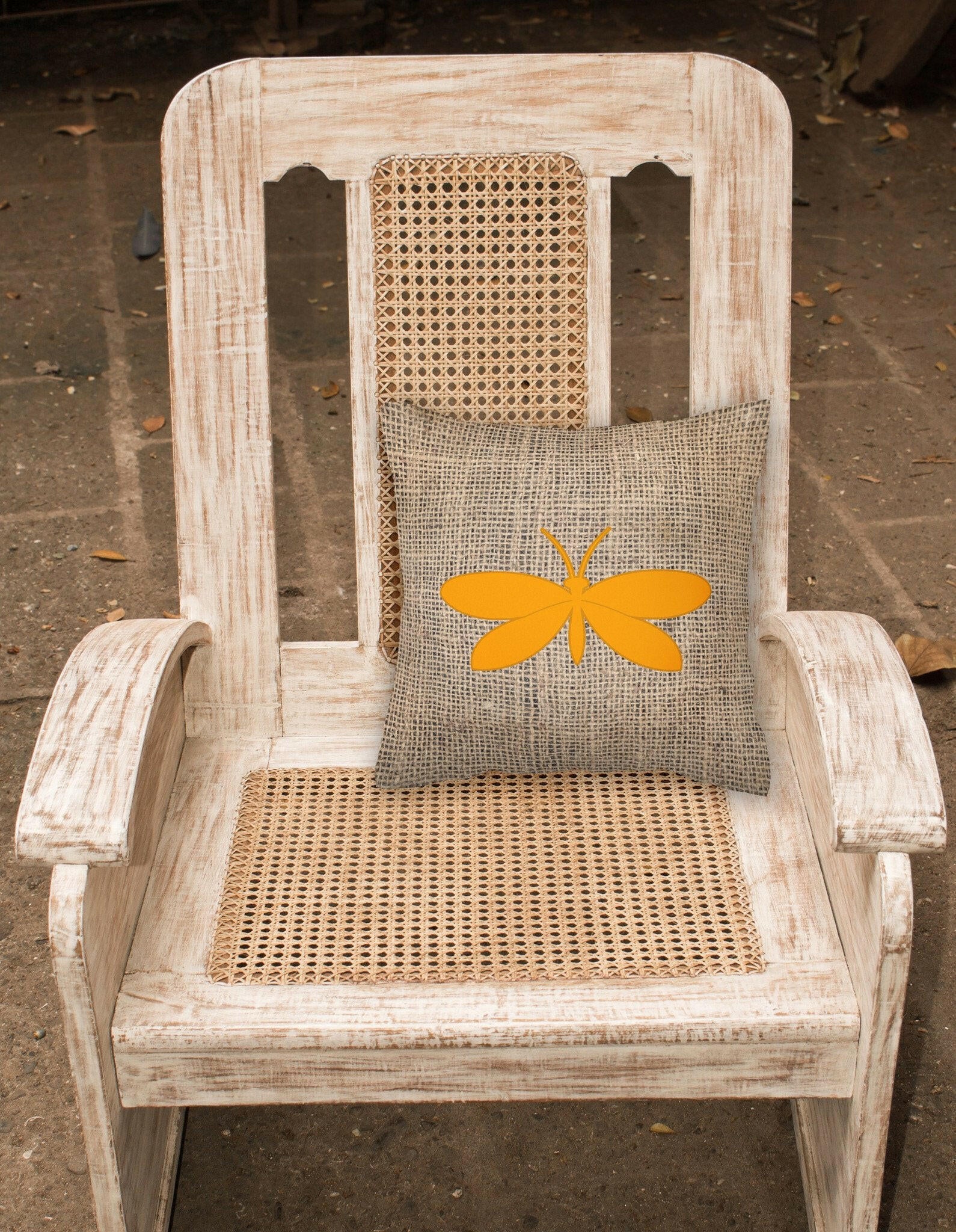 Moth Burlap and Orange   Canvas Fabric Decorative Pillow BB1055 - the-store.com