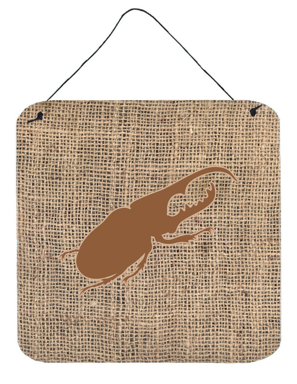 Beetle Burlap and Brown Aluminium Metal Wall or Door Hanging Prints BB1056 by Caroline&#39;s Treasures