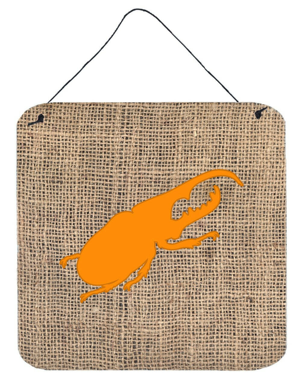 Beetle Burlap and Orange Aluminium Metal Wall or Door Hanging Prints BB1056 by Caroline's Treasures