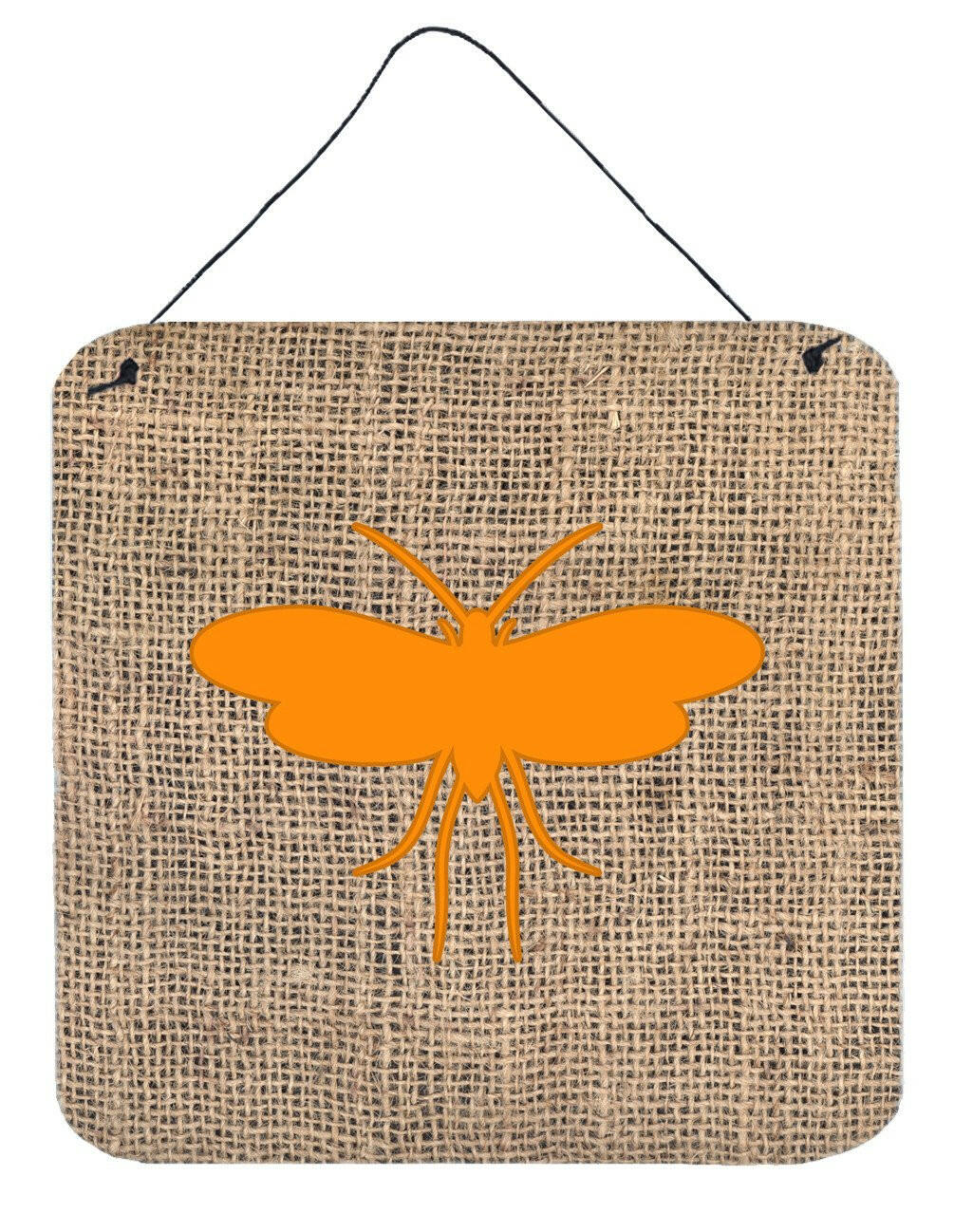 Moth Burlap and Orange Aluminium Metal Wall or Door Hanging Prints BB1058 by Caroline&#39;s Treasures