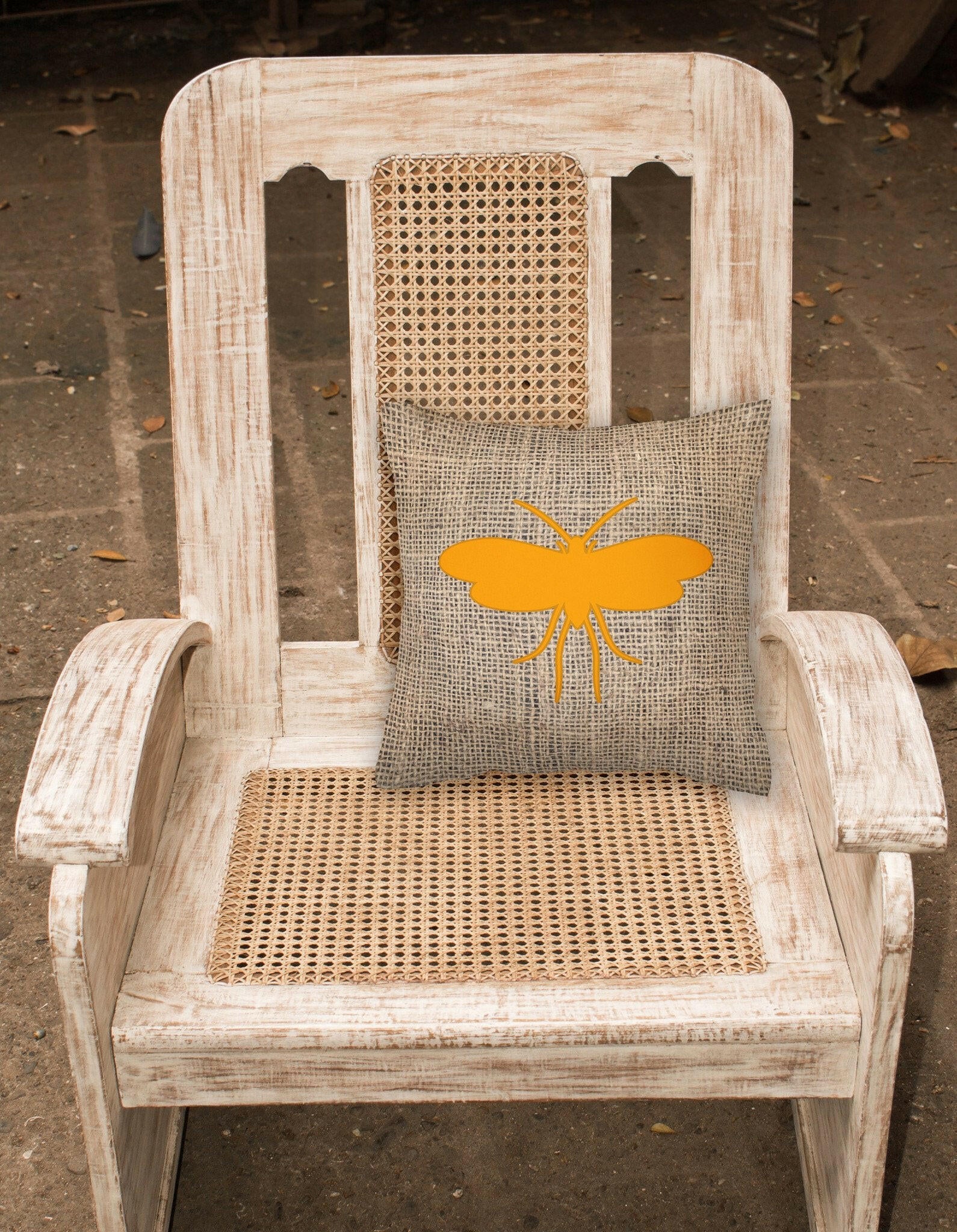 Moth Burlap and Orange   Canvas Fabric Decorative Pillow BB1058 - the-store.com