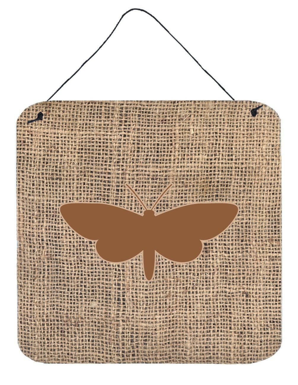 Moth Burlap and Brown Aluminium Metal Wall or Door Hanging Prints BB1059 by Caroline's Treasures