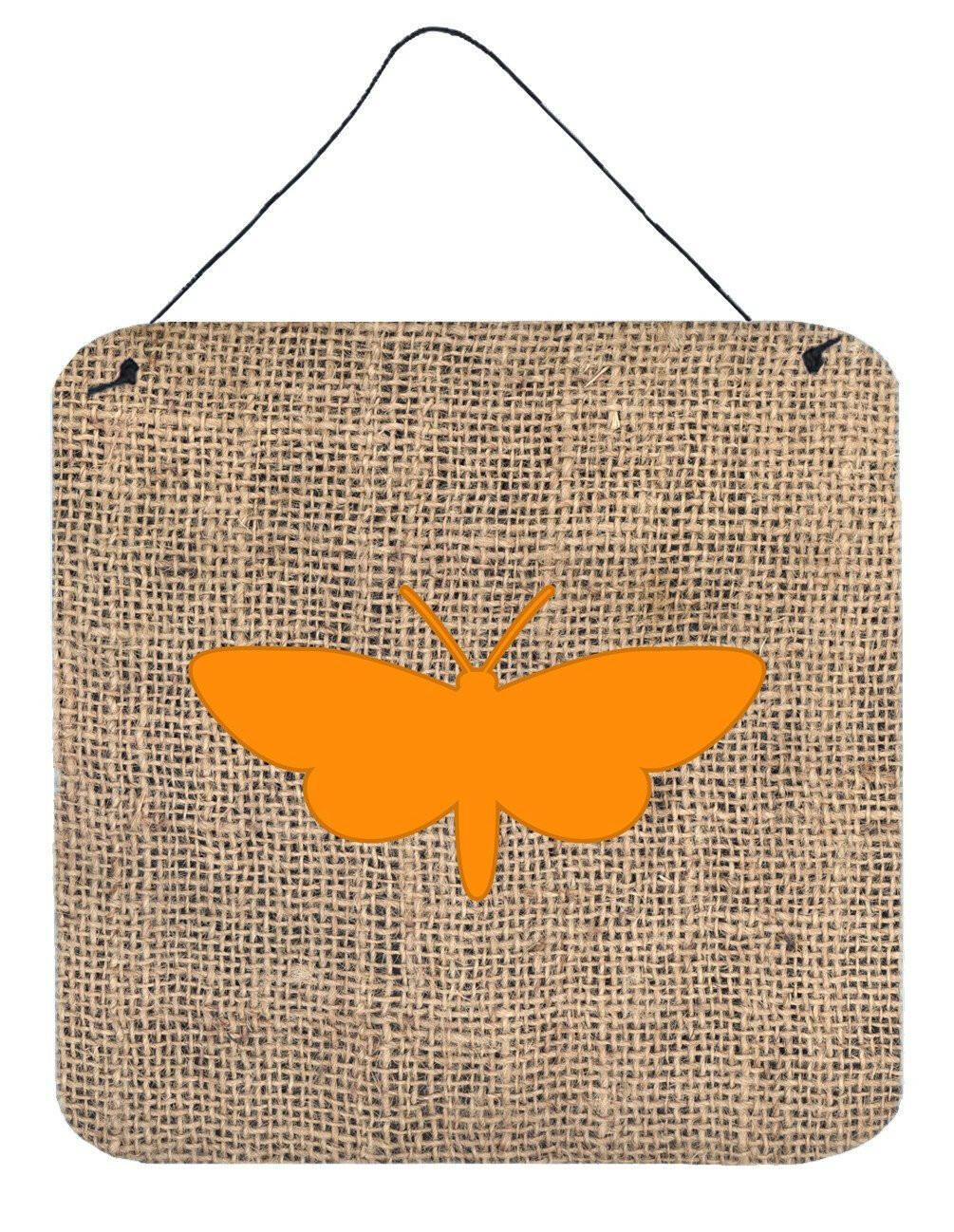 Moth Burlap and Orange Aluminium Metal Wall or Door Hanging Prints BB1059 by Caroline's Treasures