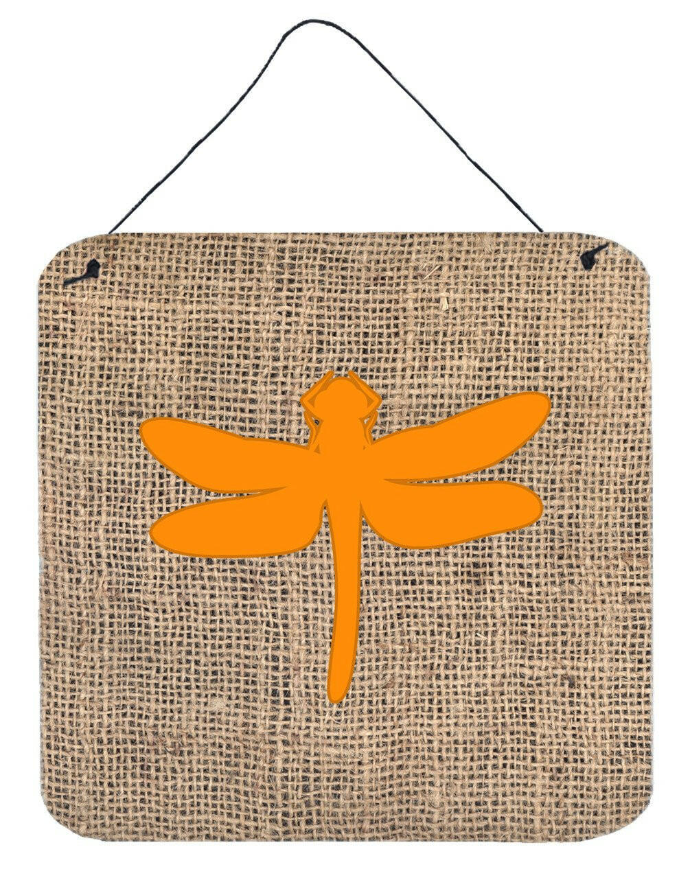 Dragonfly Burlap and Orange Aluminium Metal Wall or Door Hanging Prints BB1062 by Caroline's Treasures