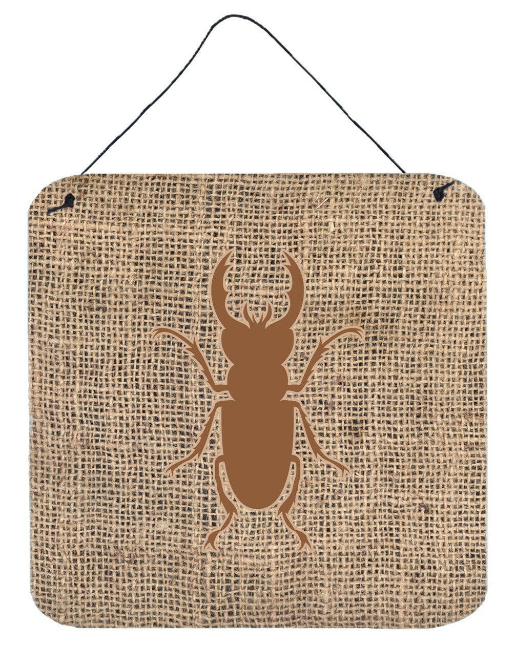 Beetle Burlap and Brown Aluminium Metal Wall or Door Hanging Prints BB1063 by Caroline's Treasures