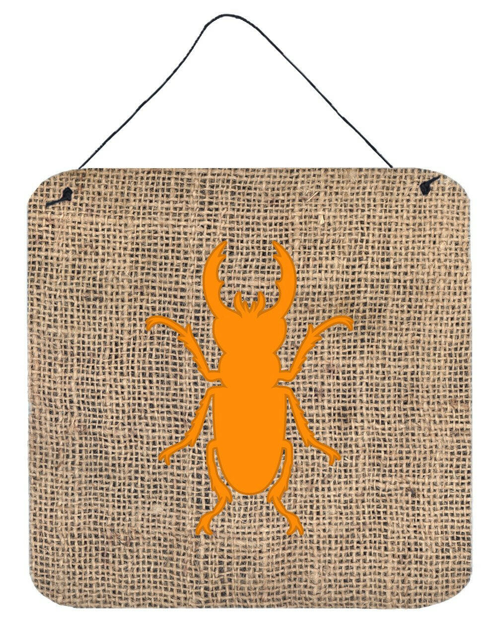 Beetle Burlap and Orange Aluminium Metal Wall or Door Hanging Prints BB1063 by Caroline's Treasures