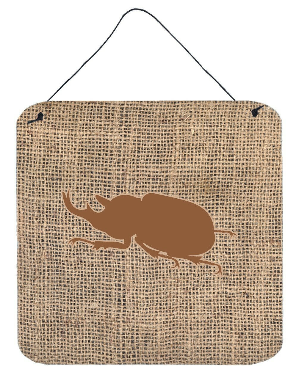 Beetle Burlap and Brown Aluminium Metal Wall or Door Hanging Prints BB1064 by Caroline's Treasures