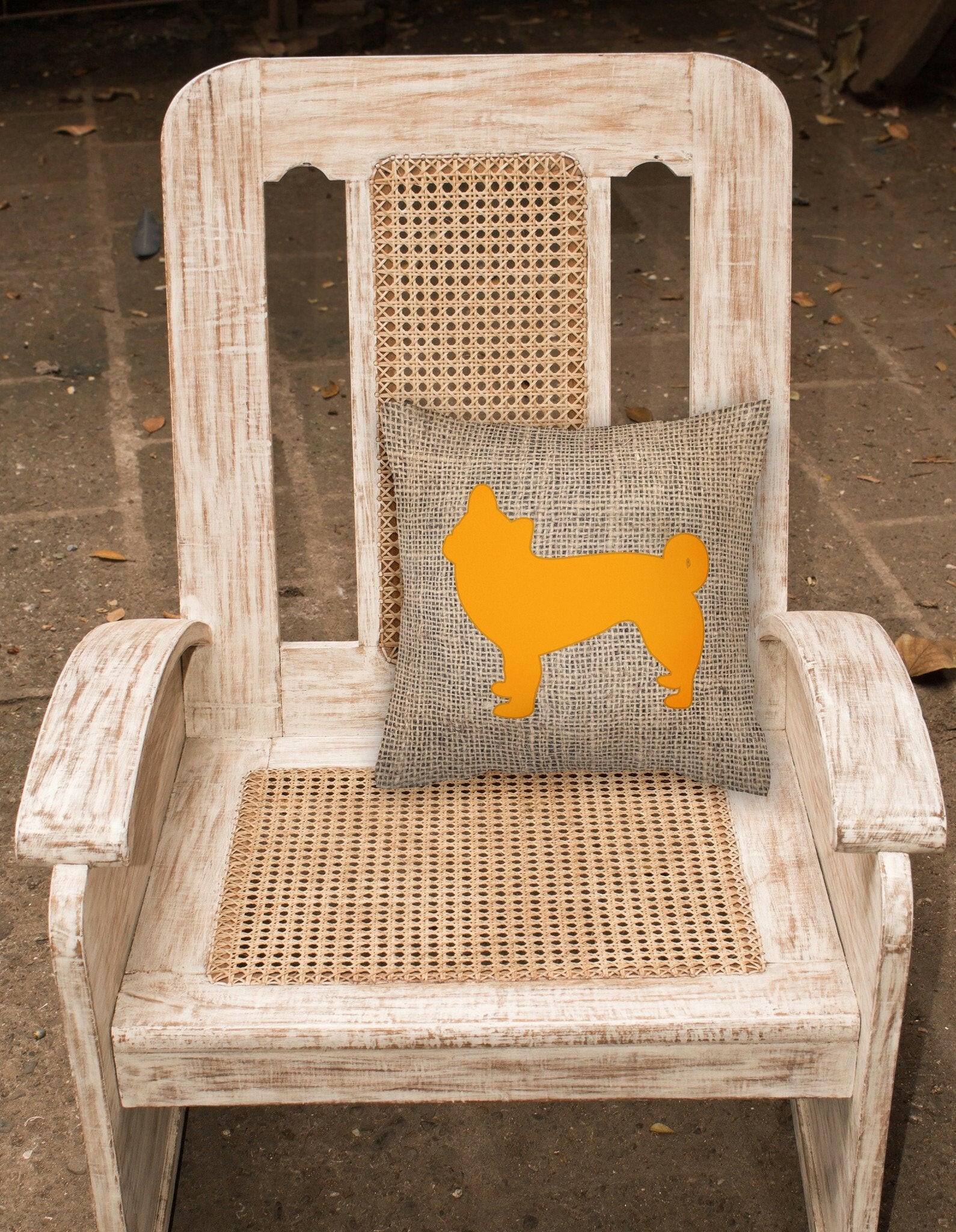 Chihuahua Burlap and Orange   Canvas Fabric Decorative Pillow BB1068 - the-store.com