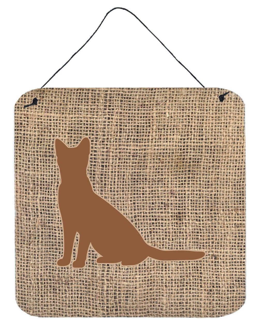 Cat Burlap and Brown Aluminium Metal Wall or Door Hanging Prints BB1071 by Caroline&#39;s Treasures