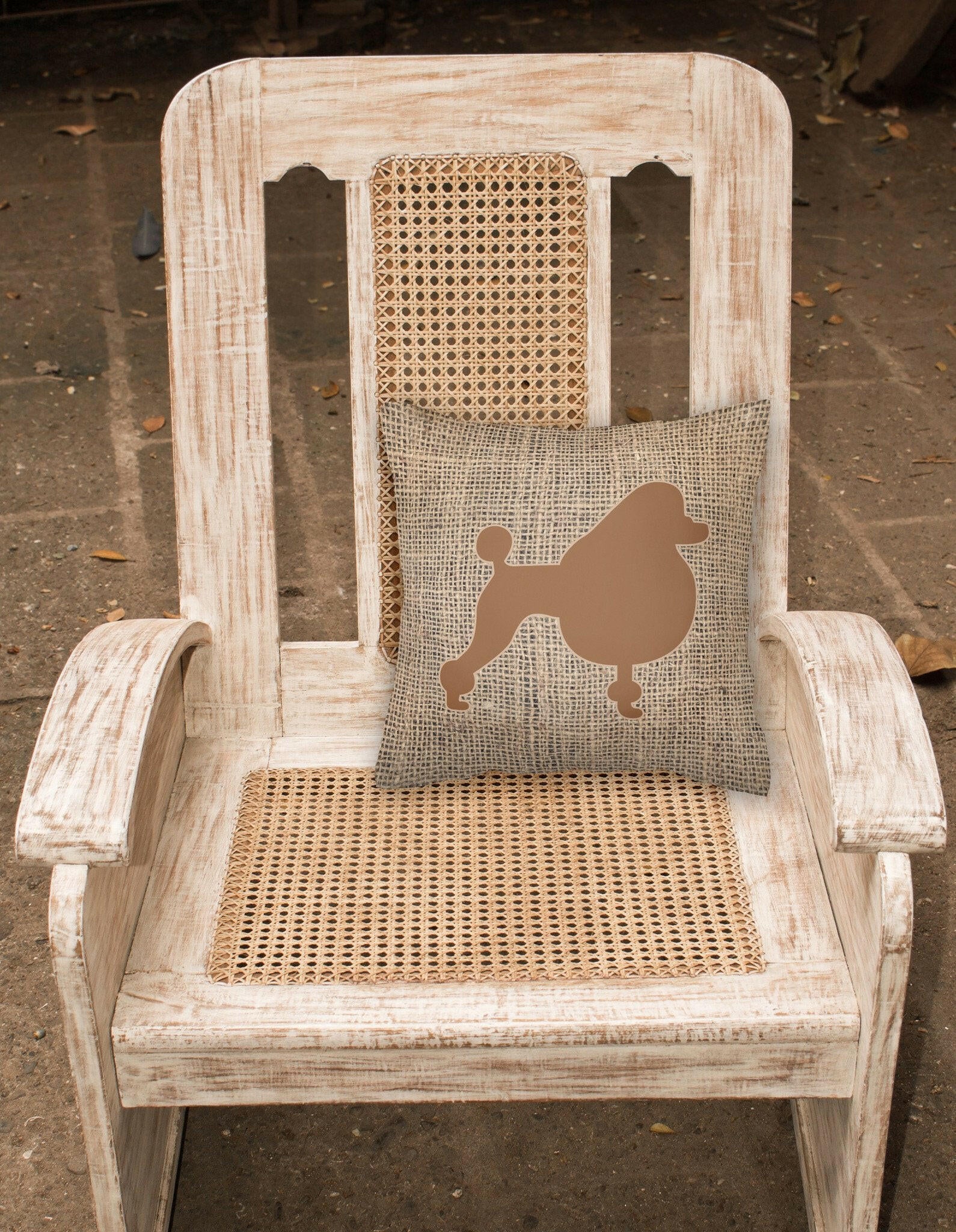 Poodle Burlap and Brown   Canvas Fabric Decorative Pillow BB1072 - the-store.com
