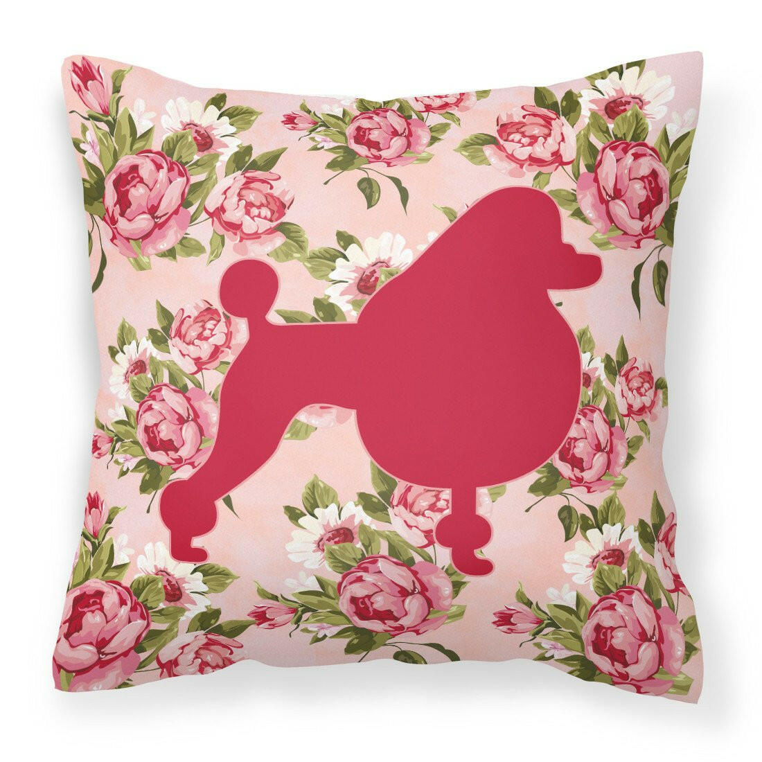 Poodle Shabby Chic Pink Roses  Fabric Decorative Pillow BB1072-RS-PK-PW1414 - the-store.com