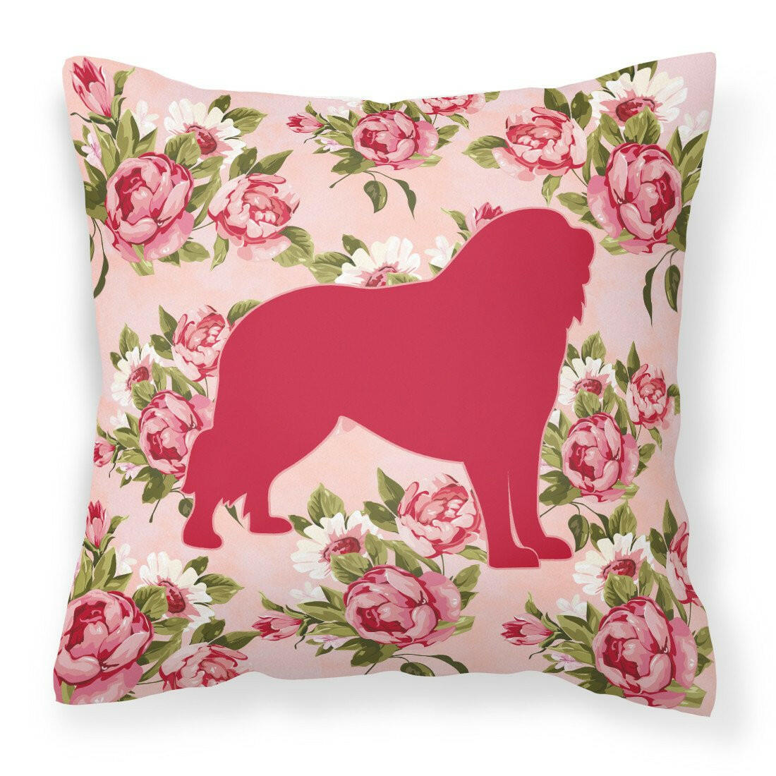 Tibetial Mastiff Shabby Chic Pink Roses  Fabric Decorative Pillow BB1077-RS-PK-PW1414 - the-store.com