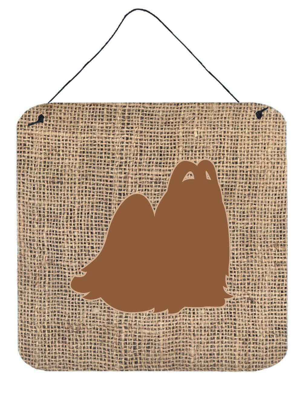 Maltese Burlap and Brown Aluminium Metal Wall or Door Hanging Prints BB1079 by Caroline's Treasures